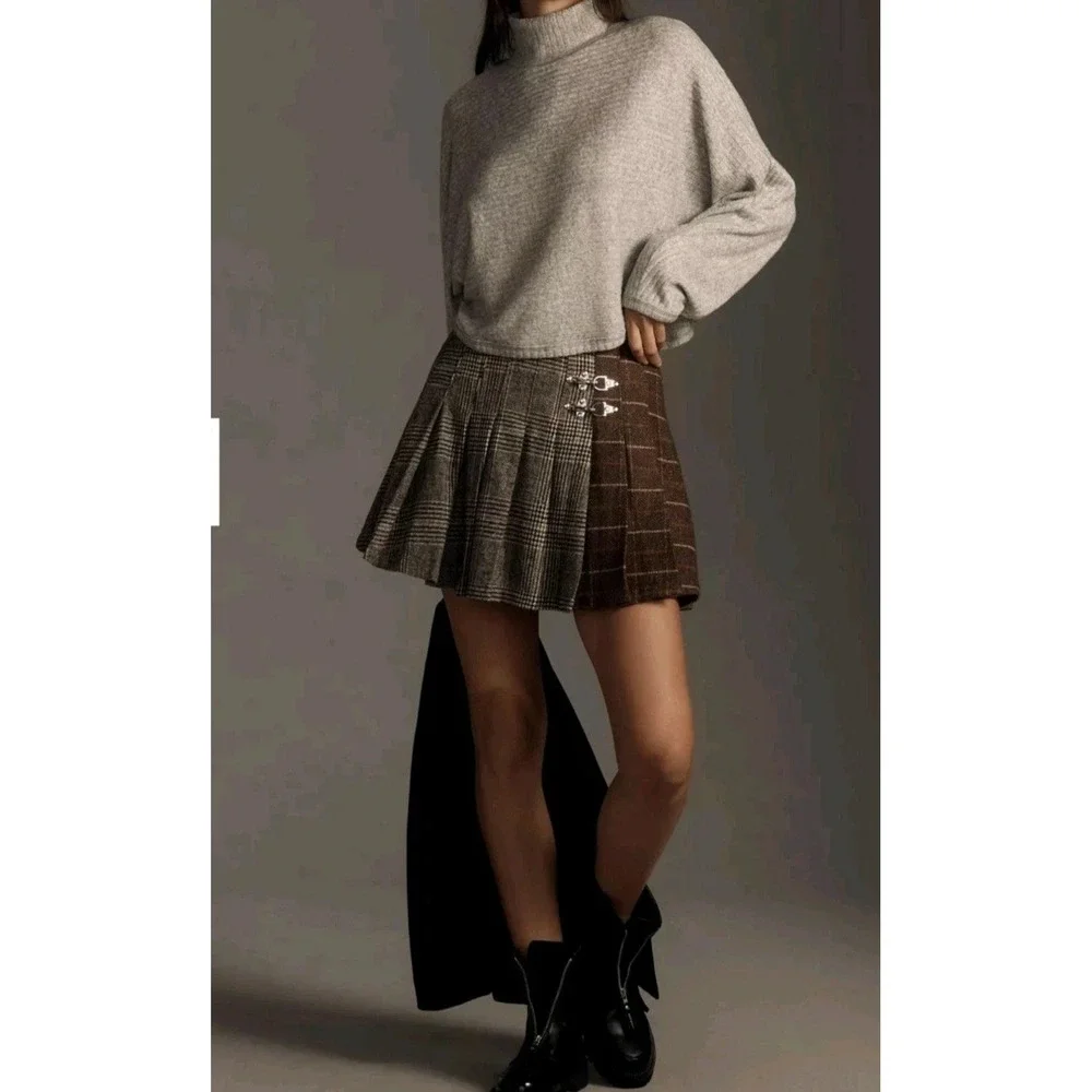 Anthropologie‎ PILCRO Size L Cozy Ribbed Turtleneck Batwing Pullover Top Gray